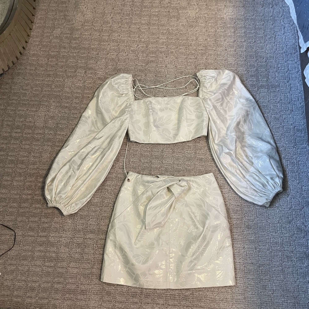 Significant Other two piece white shimmer set